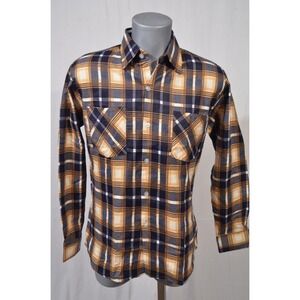 NEW Vintage 1980s Deadstock‎ Cascade Size Medium Blue Yellow Plaid Shirt